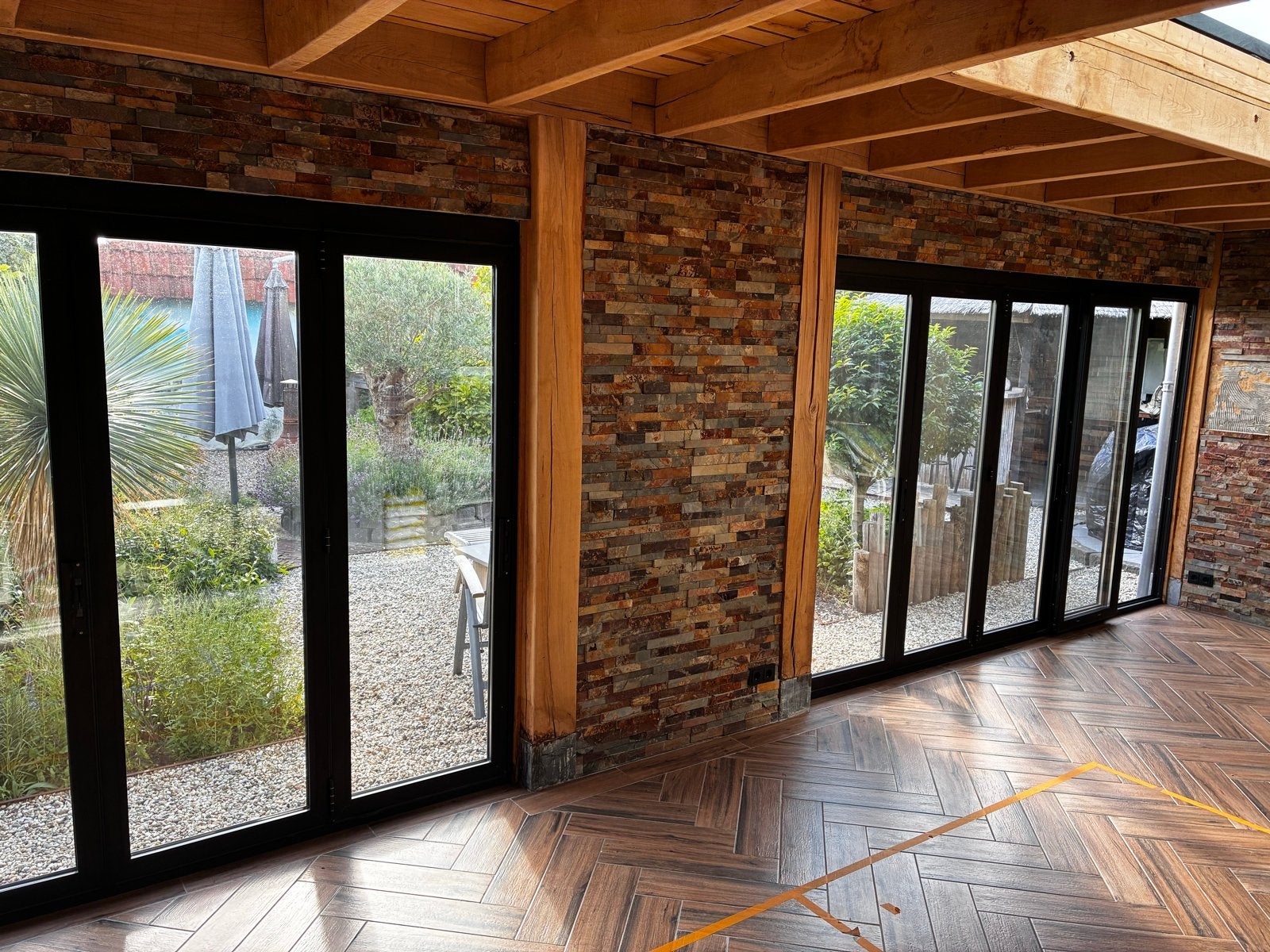 Twee aluminium vouwpuien met dubbel glas, 3500x2115mm, Doe-het-zelf en Verbouw, Ophalen, Vouwdeur, 120 cm of meer, 215 cm of meer
