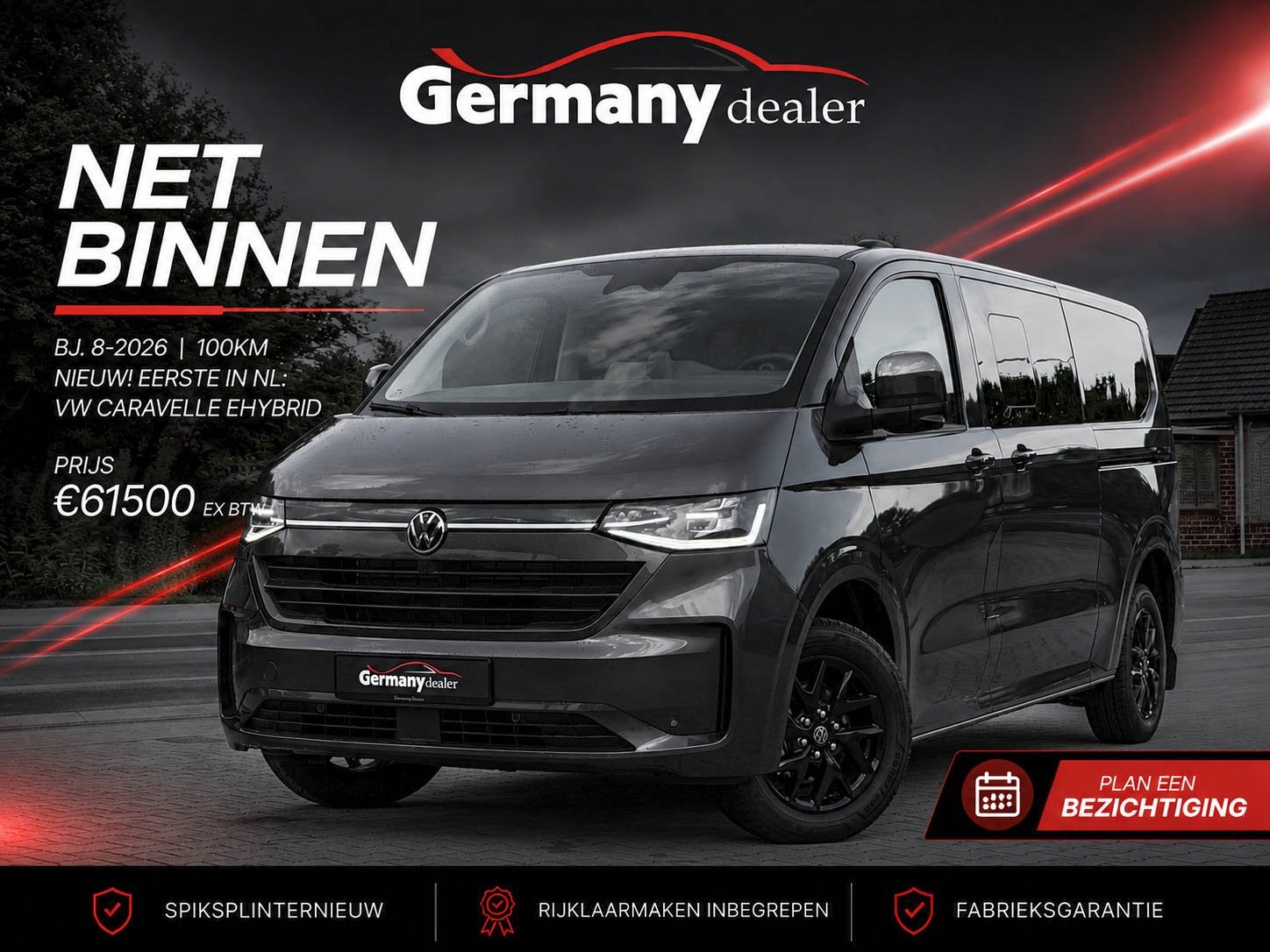 Volkswagen Caravelle 2.5 L2H1 eHybrid Style 8-pers Leder Nav, Auto's, Dealer onderhouden, 232 pk, 4 cilinders, Volkswagen