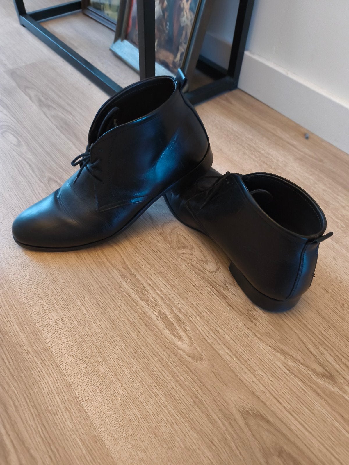 Echt lederen herenschoenen maat 42 met nieuwe hak vero cuoio, Ophalen of Verzenden, Gedragen, Zwart