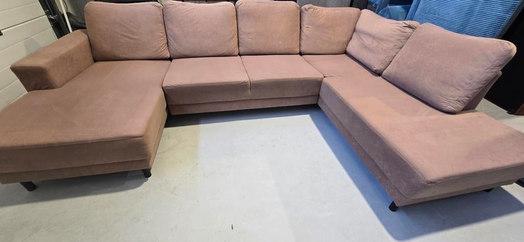U-bank zitmax bruin/taupe, 1.5 jaar oud, Ophalen, Onbekend, Zo goed als nieuw, Stof