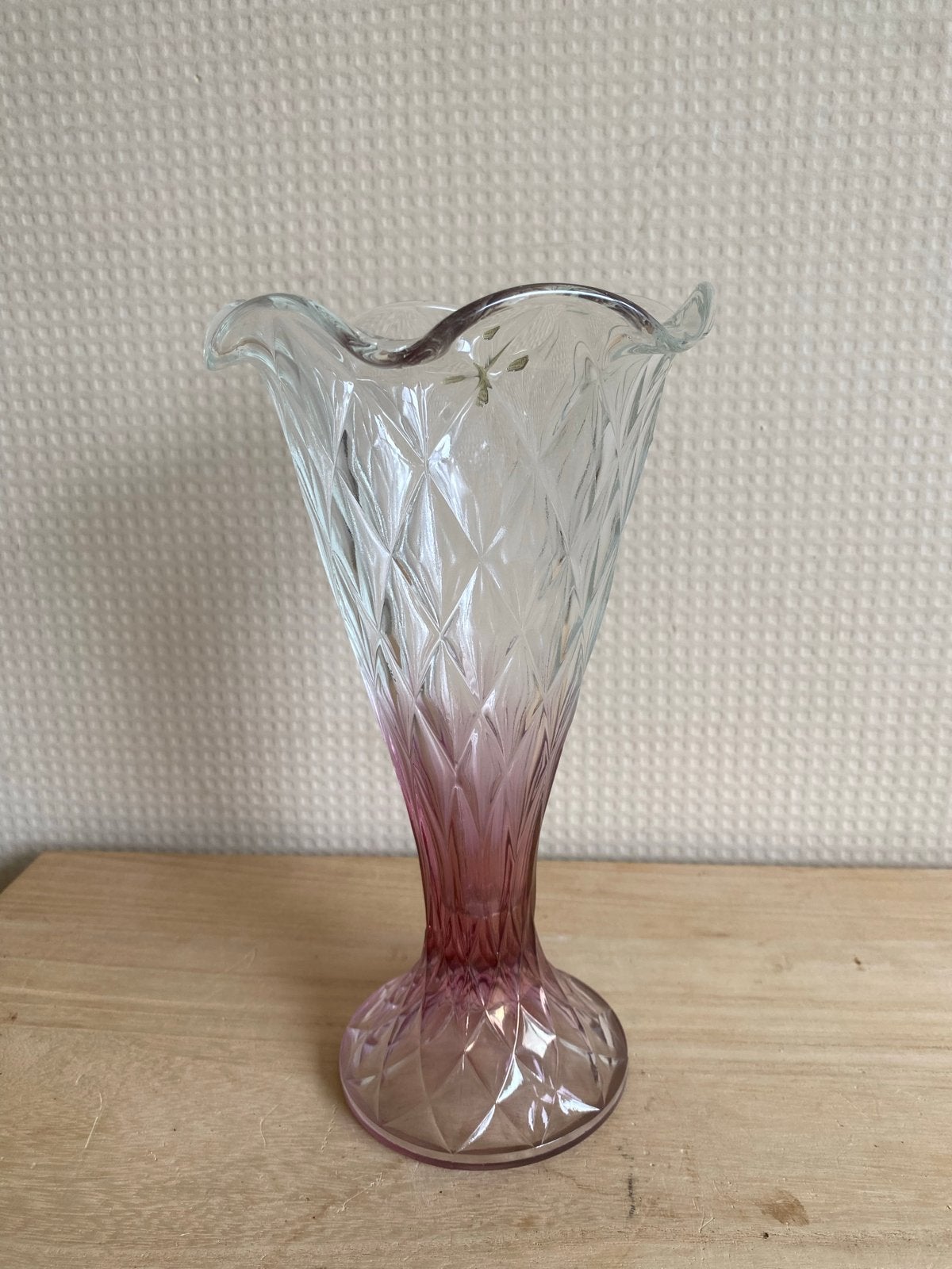 Vintage Bohemia Glass vaas - Roze ombré - Tsjechoslowakije, Ophalen of Verzenden