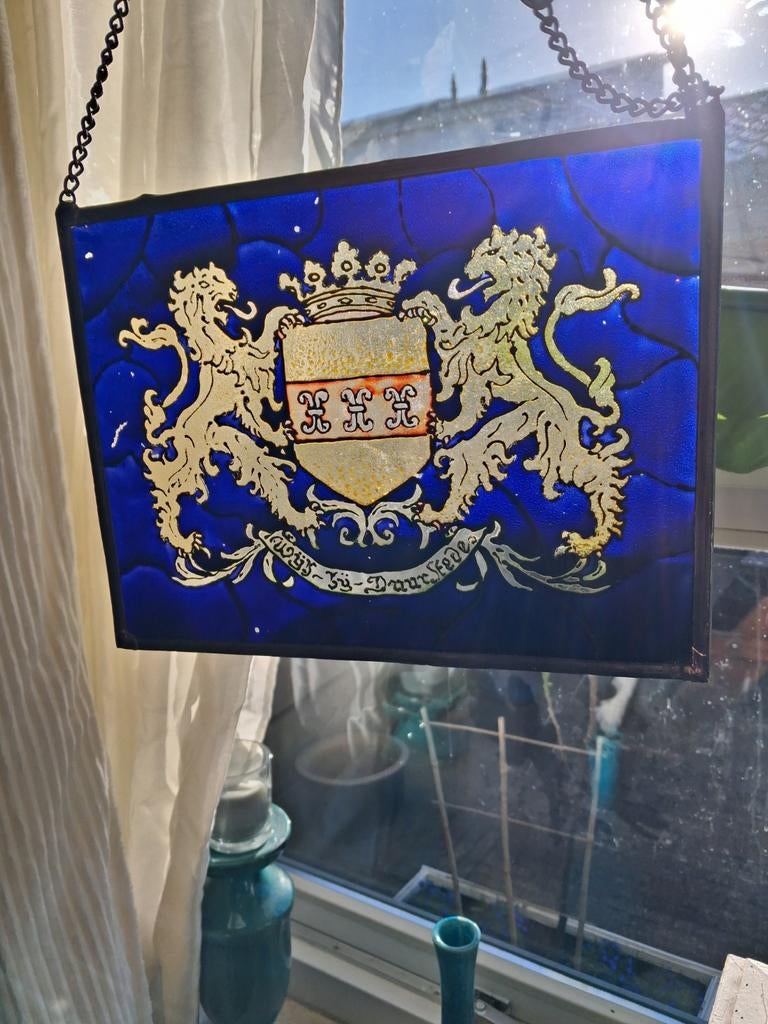 Antiek Gebrandschilderd Glaspaneel – Familiewapen Van Zuylen, Ophalen of Verzenden