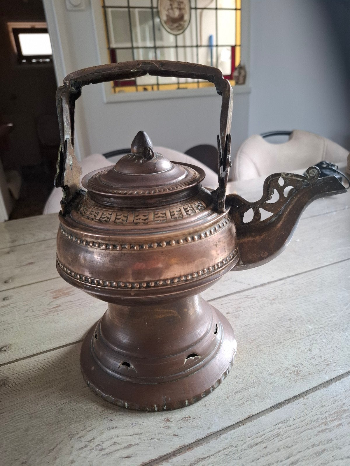Antieke theepot van brons, Antiek en Kunst, Ophalen of Verzenden