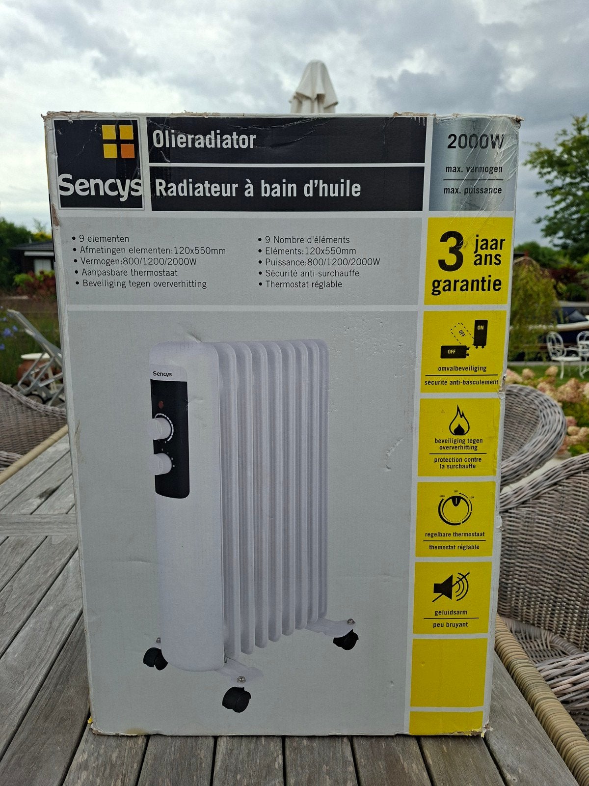 Nieuwe Sencys Olieradiator 2000W - Ongebruikt met garantie, Ophalen, 30 tot 80 cm, Radiator, Nieuw