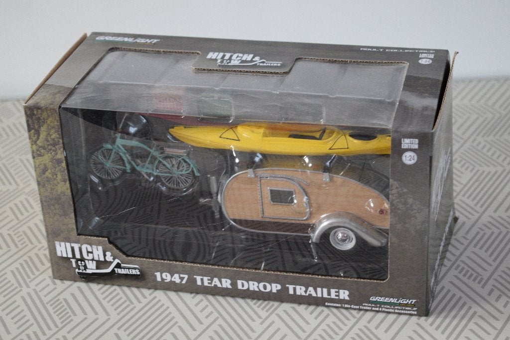 Miniatuur 1:24 nieuwe greenlight 1947 tear drop trailer, Hobby en Vrije tijd, Modelauto's | 1:24, Ophalen of Verzenden, Nieuw