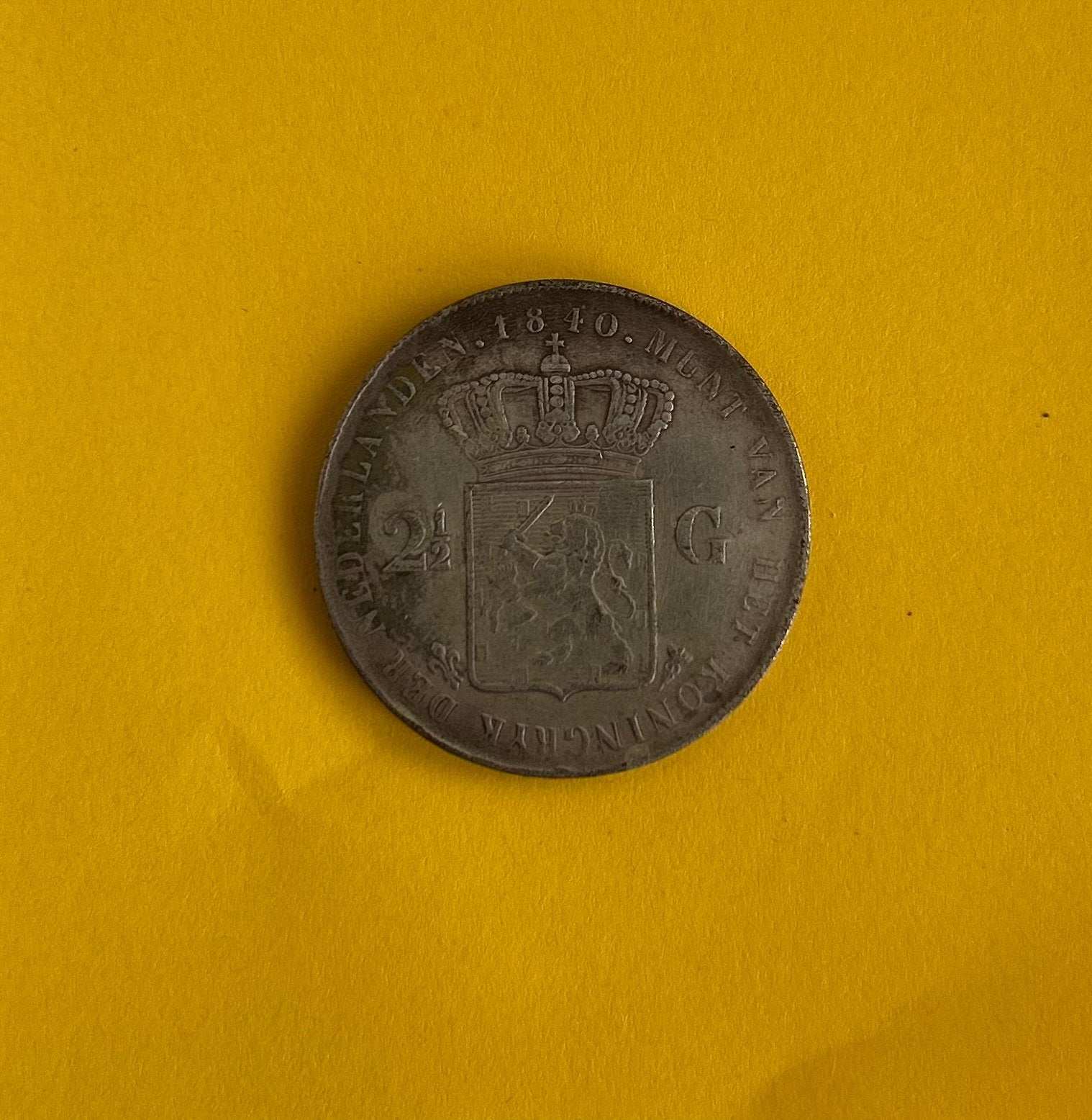 Zilveren 2½ Gulden munt uit 1840 - Koning Willem I, Postzegels en Munten, Munten | Nederland, Ophalen, Zilver, Koning Willem I