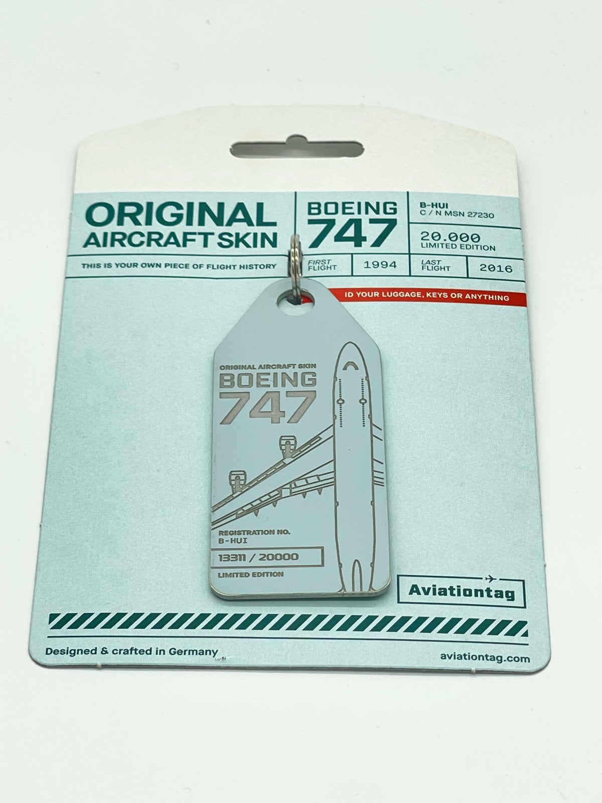 Boeing 747 Aviationtag - Originele Vliegtuighuid Sleutelhang, Vito, ., Overige typen, Ophalen of Verzenden