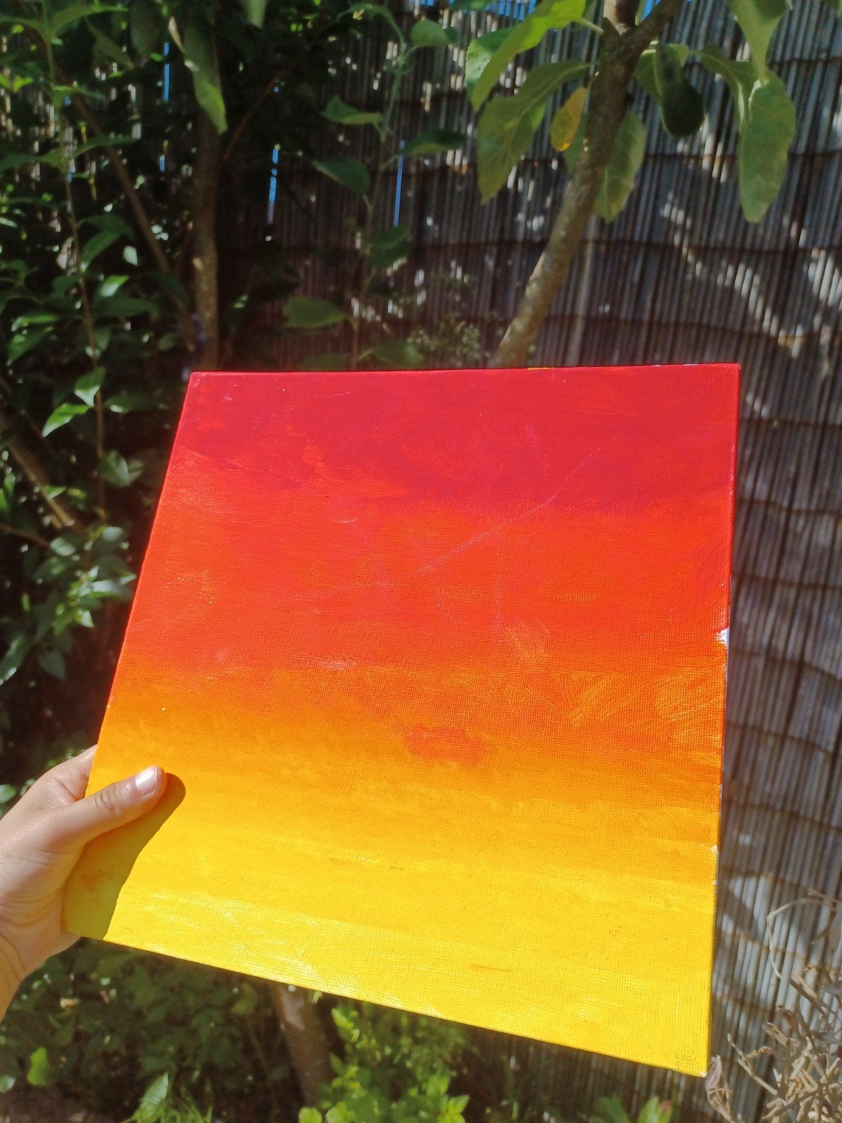 Zelfgemaakt sunset schilderij, Landschap, Acrylverf, Ophalen of Verzenden, Op houten frame