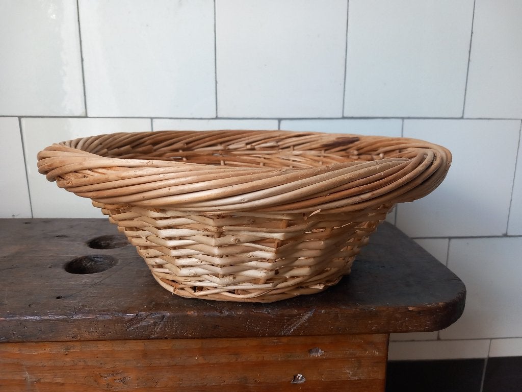 gratis verzenden vintage rieten mand fruitschaal Frankrijk, Verzenden, Rond, Riet