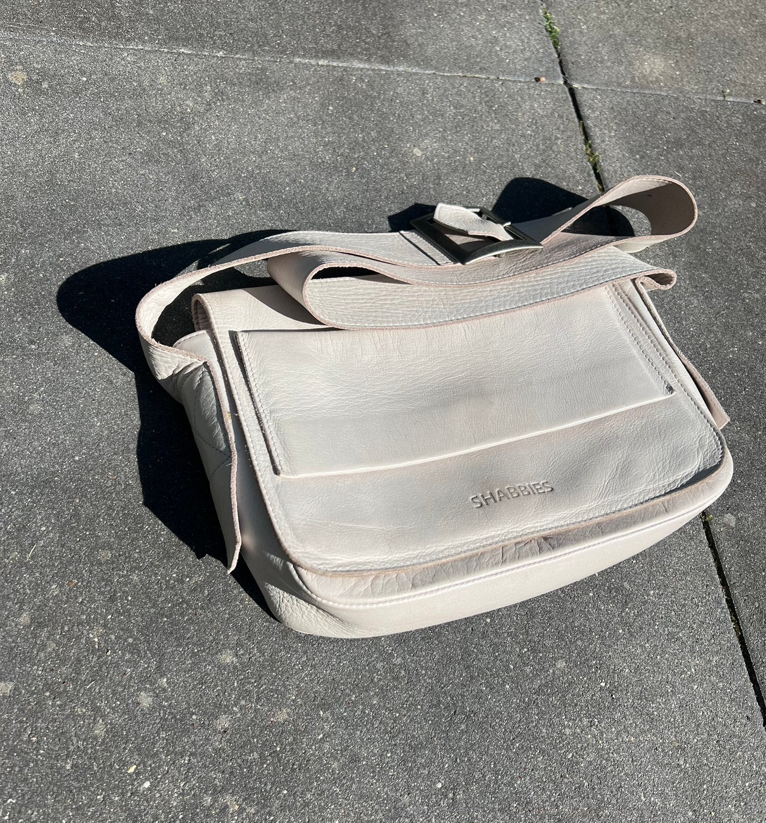 Shabbies amsterdam schoudertas, Ophalen of Verzenden, Zo goed als nieuw, Beige, Leer