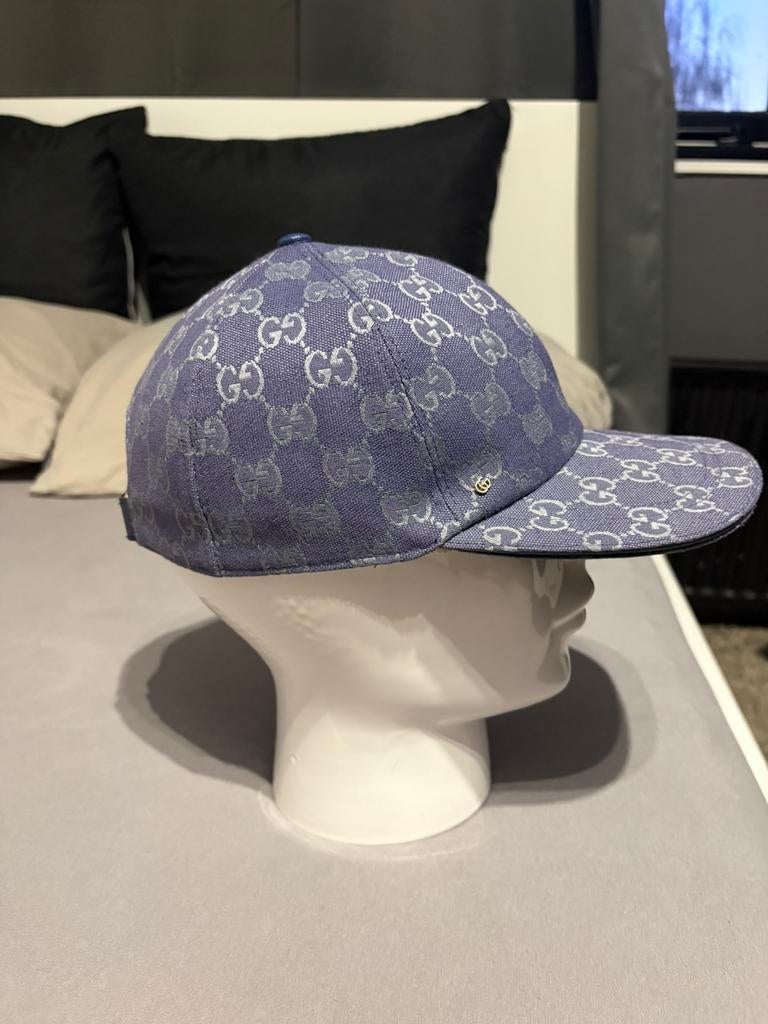 Gucci Blauw GG Canvas Baseball Cap M, Ophalen of Verzenden, Zo goed als nieuw, 57 cm (M, 7⅛ inch) of minder, Pet