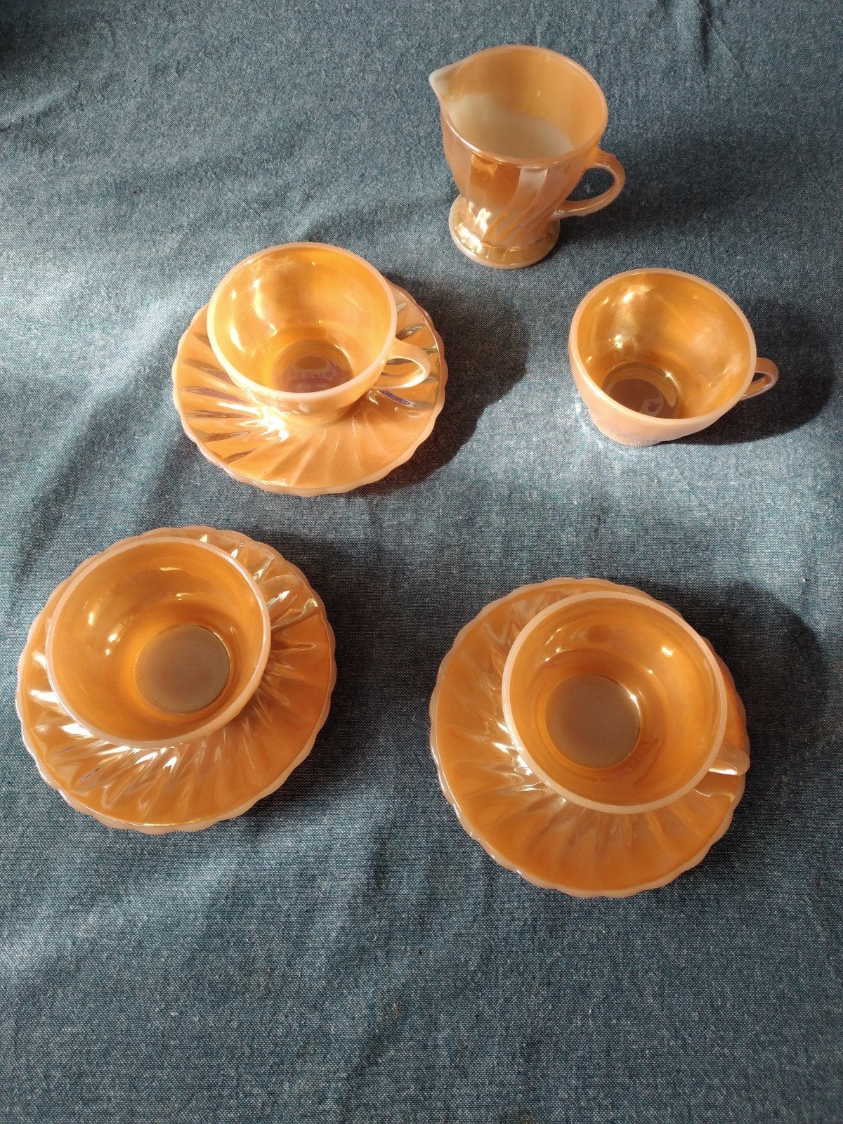 Fire King, Anchor hocking, 3 x koppen schotel en kannetje., Ophalen of Verzenden