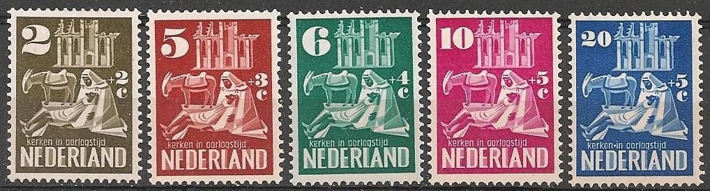 Kerken in oorlogstijd serie 556 - 560 XX.  ADV. no.50 M., Postzegels en Munten, Verzenden, Na 1940