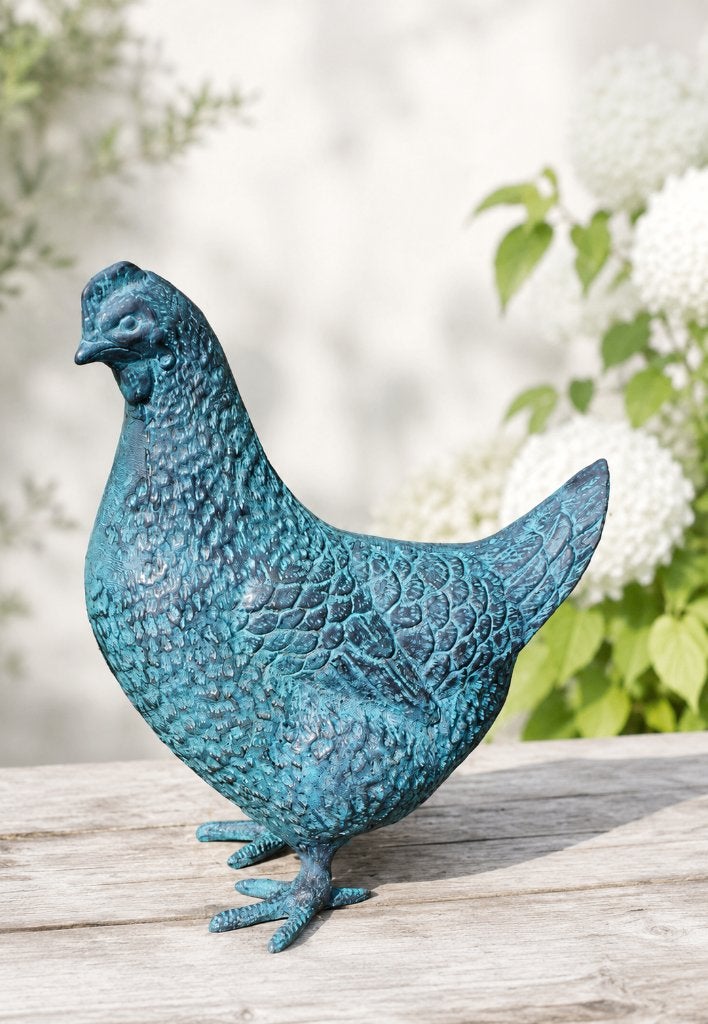 BRONZEN HAAN EN HEN / TUINBEELD / kip, Nieuw, Info@huisentuindecoratiemarie.nl, Huis en tuin decoratie marie, Peize