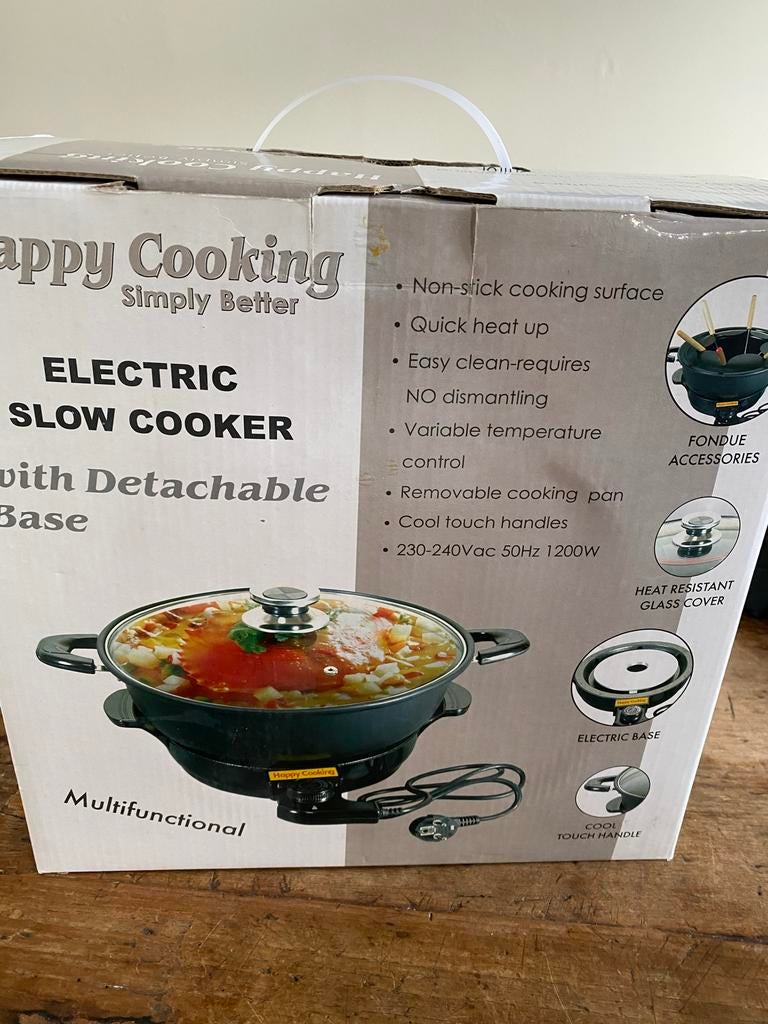 Happy Cooking Elektrische Slowcooker met Afneembare Bodem, Ophalen of Verzenden, Nieuw