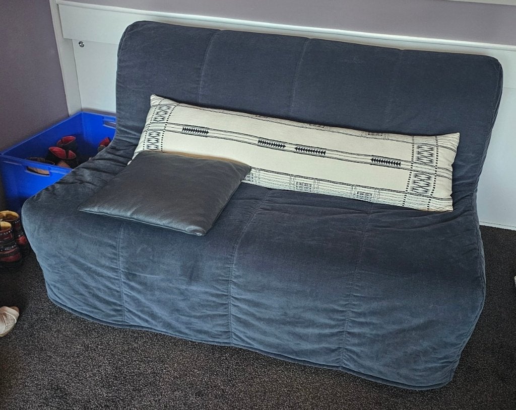 IKEA slaap-opklap bank donker grijs 140cm breed, Verstelbaar, Tweepersoons, Zo goed als nieuw, 200 cm