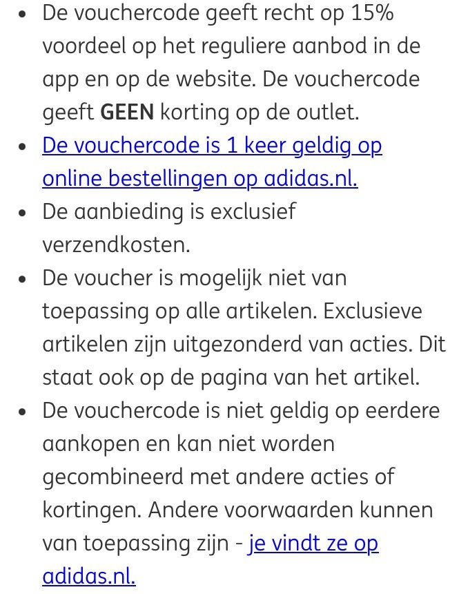 Adidas 10% kortingscode, Tickets en Kaartjes, Kortingen en Cadeaubonnen, Eén persoon, Kortingsbon