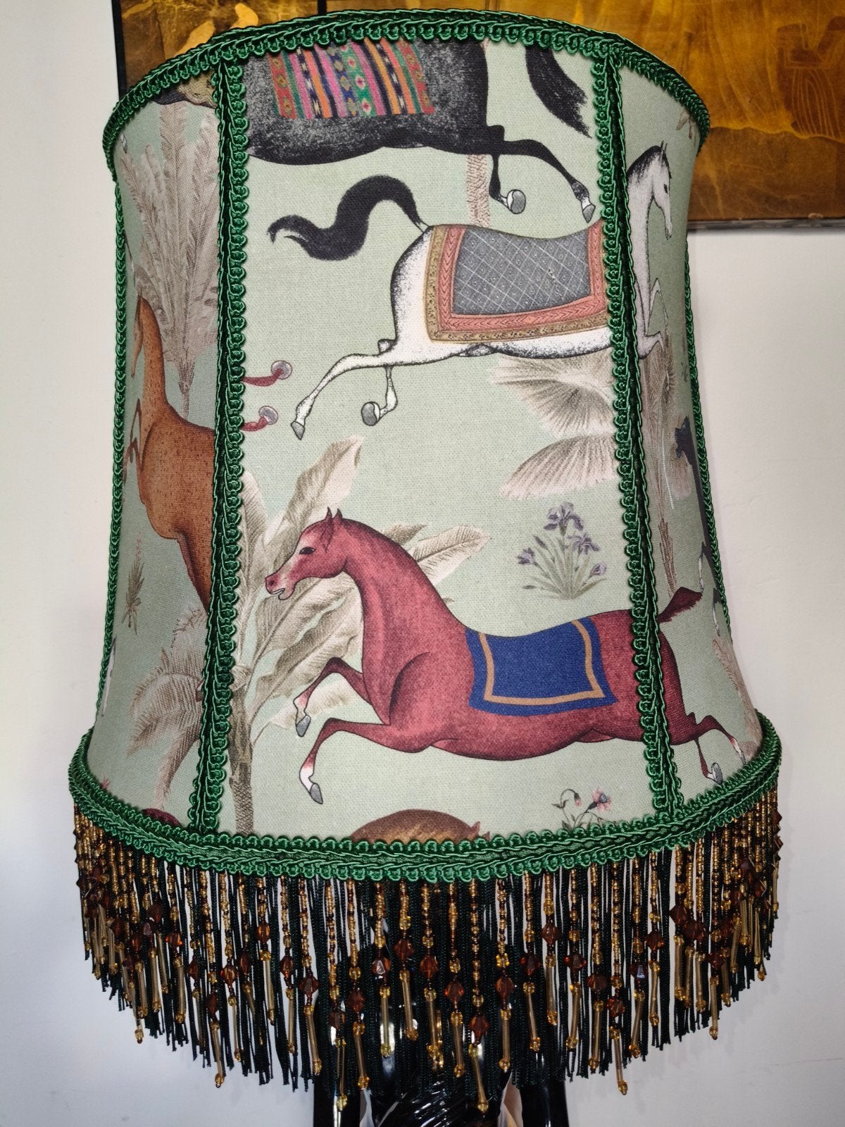 Vintage Lampenkap Horses Eclectische Stijl, Gebruikt, 25 tot 50 cm, Rond, Ophalen of Verzenden