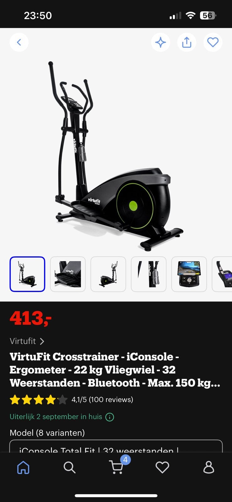 VirtuFit iConsole CTR 2.1 Ergometer Crosstrainer, Ophalen, Zo goed als nieuw, Crosstrainer