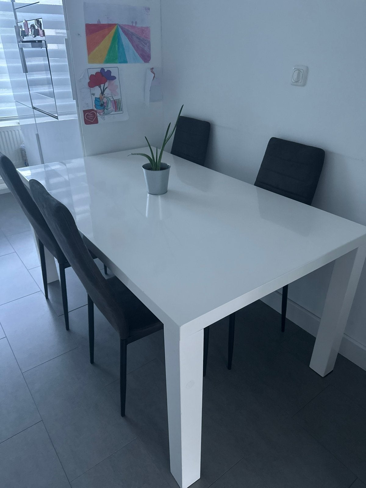 Salontafel met 4 stoelen., Gebruikt, 150 tot 200 cm, Rechthoekig, 50 tot 100 cm