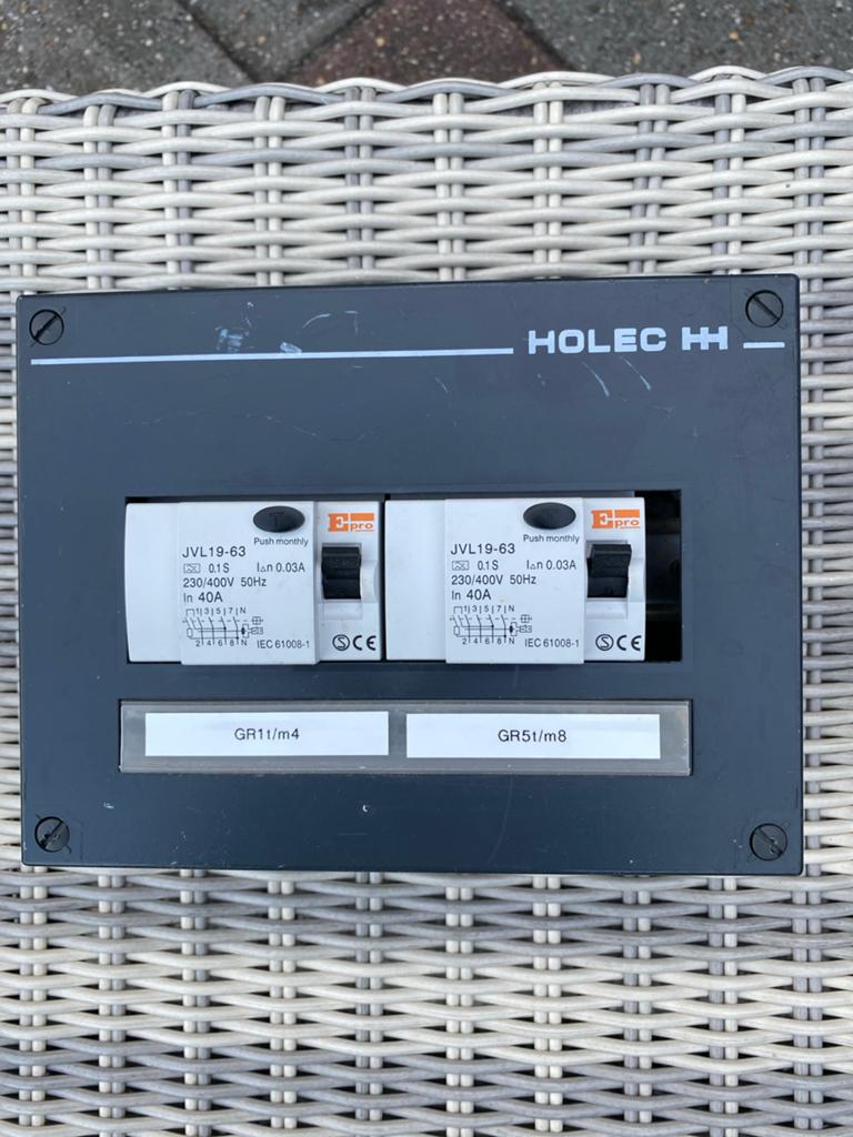 2x Aardlekautomaat 40A 0.03A in kast - Holec, Ophalen of Verzenden, Gebruikt, Overige typen