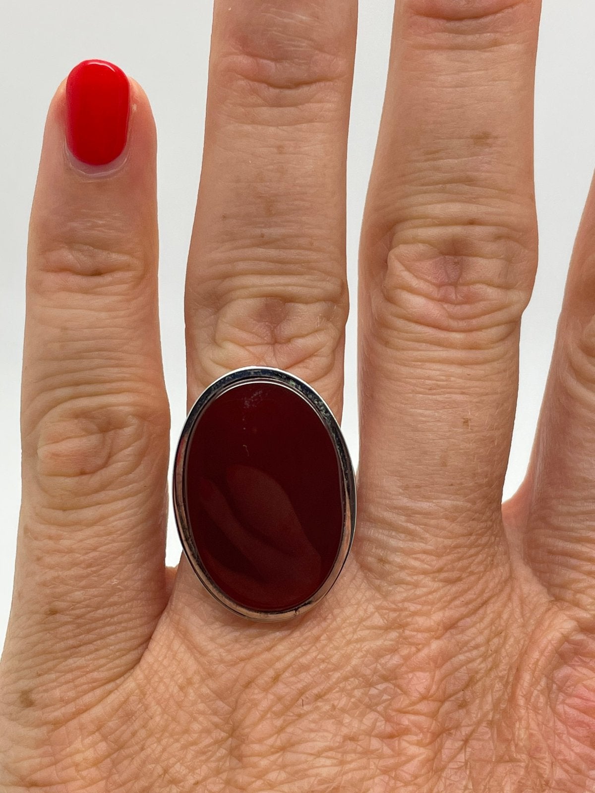 F51 Prachtige zilveren carneool ring (verstelbaar), Sieraden, Tassen en Uiterlijk, Antieke sieraden, Ophalen of Verzenden, Zilver