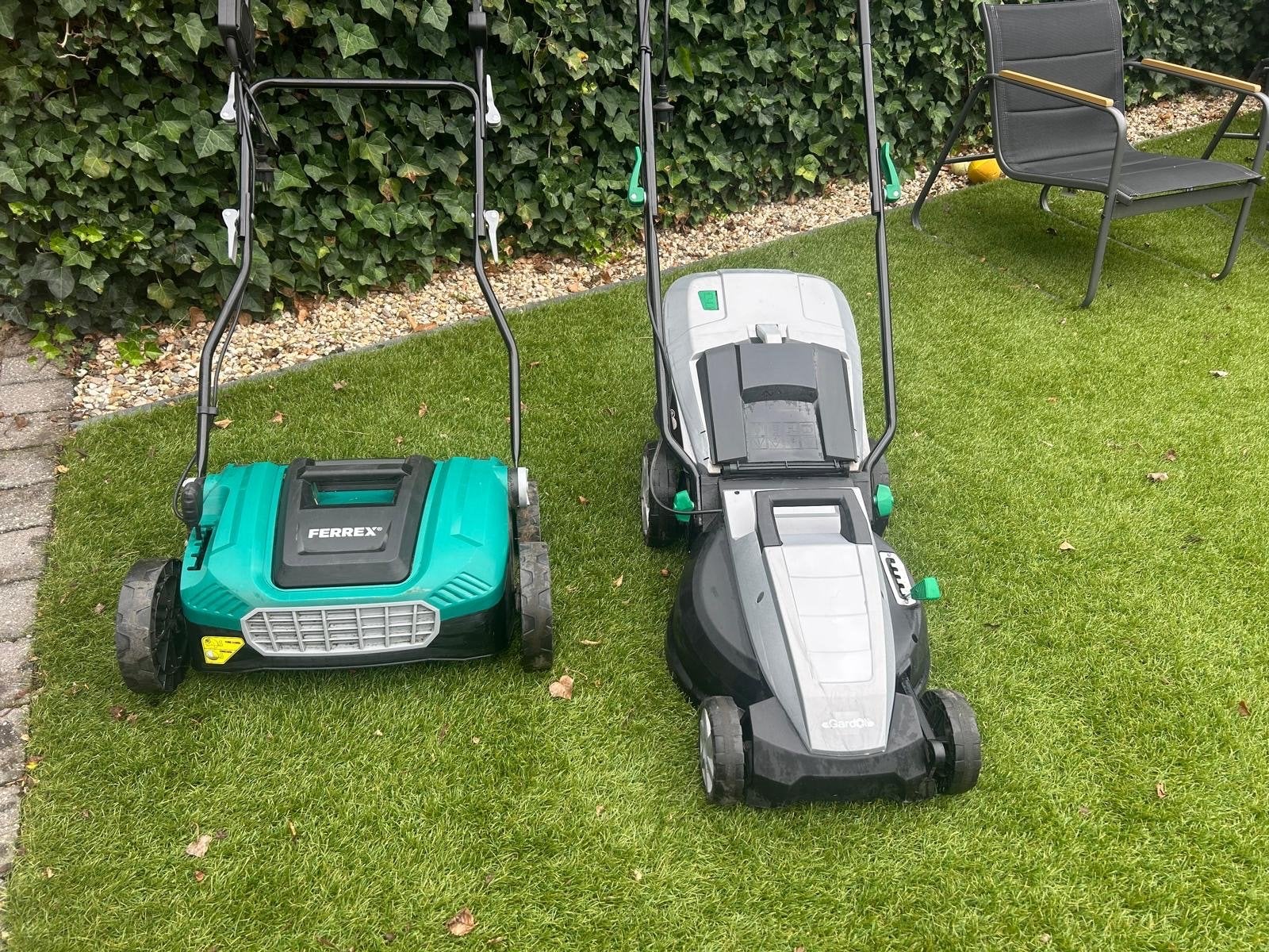 Grasmaaier en verticuteerder set - Gardol & Ferrex, Tuin en Terras, Ophalen, Cirkelmaaier, Gebruikt, Elektrische grasmaaier