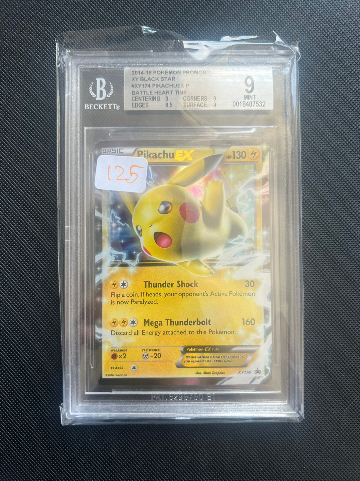 Pikachu EX XY174 BGC 9, Ophalen of Verzenden, Zo goed als nieuw