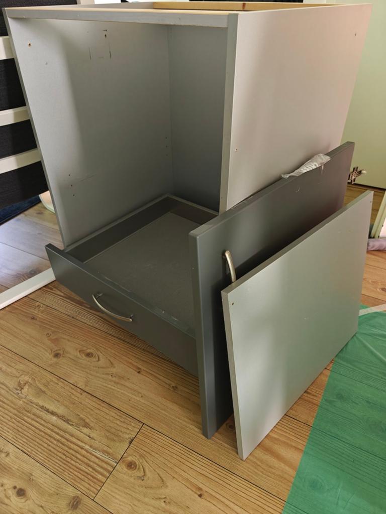 Grijze ladekast/nachtkastje met lade en open vak, Ophalen, Gebruikt, 1 of 2 laden, Minder dan 100 cm