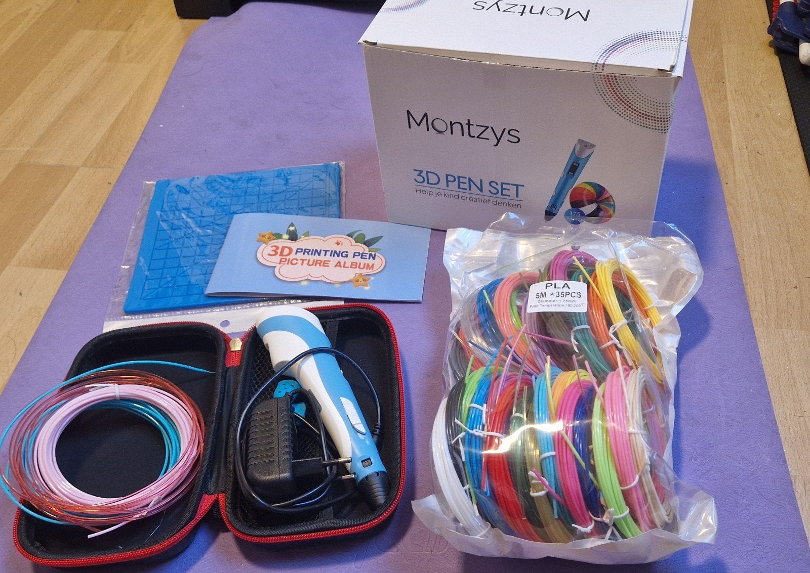 Montzys 3D Pen Set met veel PLA filament, Montzys, Ophalen of Verzenden, Zo goed als nieuw, Filament