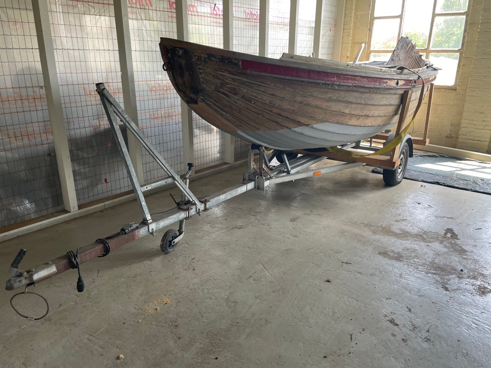 Te koop, eiken sloep met werk incl trailer., Ophalen of Verzenden