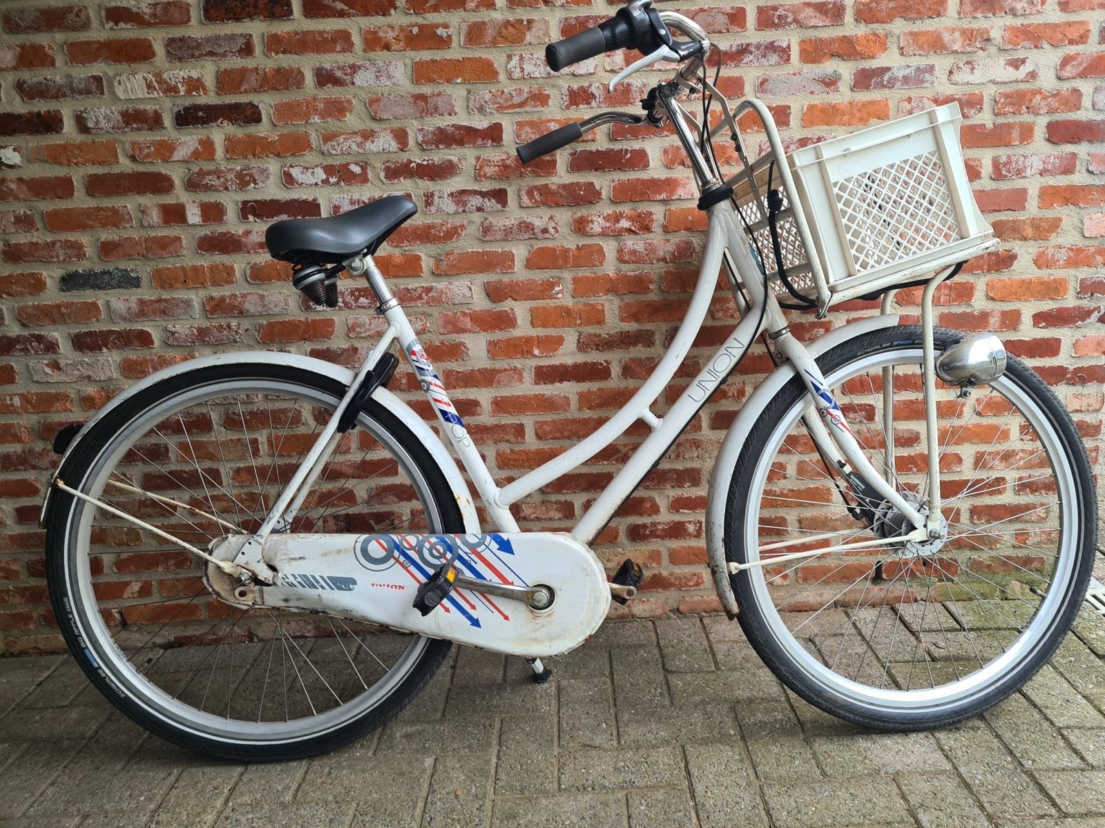 Union Damesfiets met mandje - Wit, Terugtraprem, 50 tot 53 cm, Ophalen, Overige merken