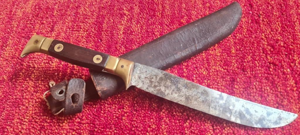Vintage Jachtmes Solingen met Leren Schede, Ophalen of Verzenden