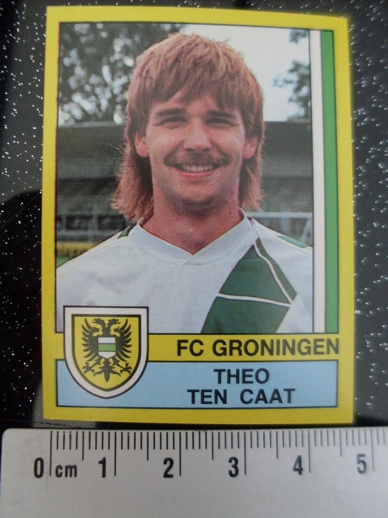 panini sticker voetbal 90 fc groningen Theo ten Caat nr 92, Verzenden, Zo goed als nieuw, Overige binnenlandse clubs, Poster, Plaatje of Sticker