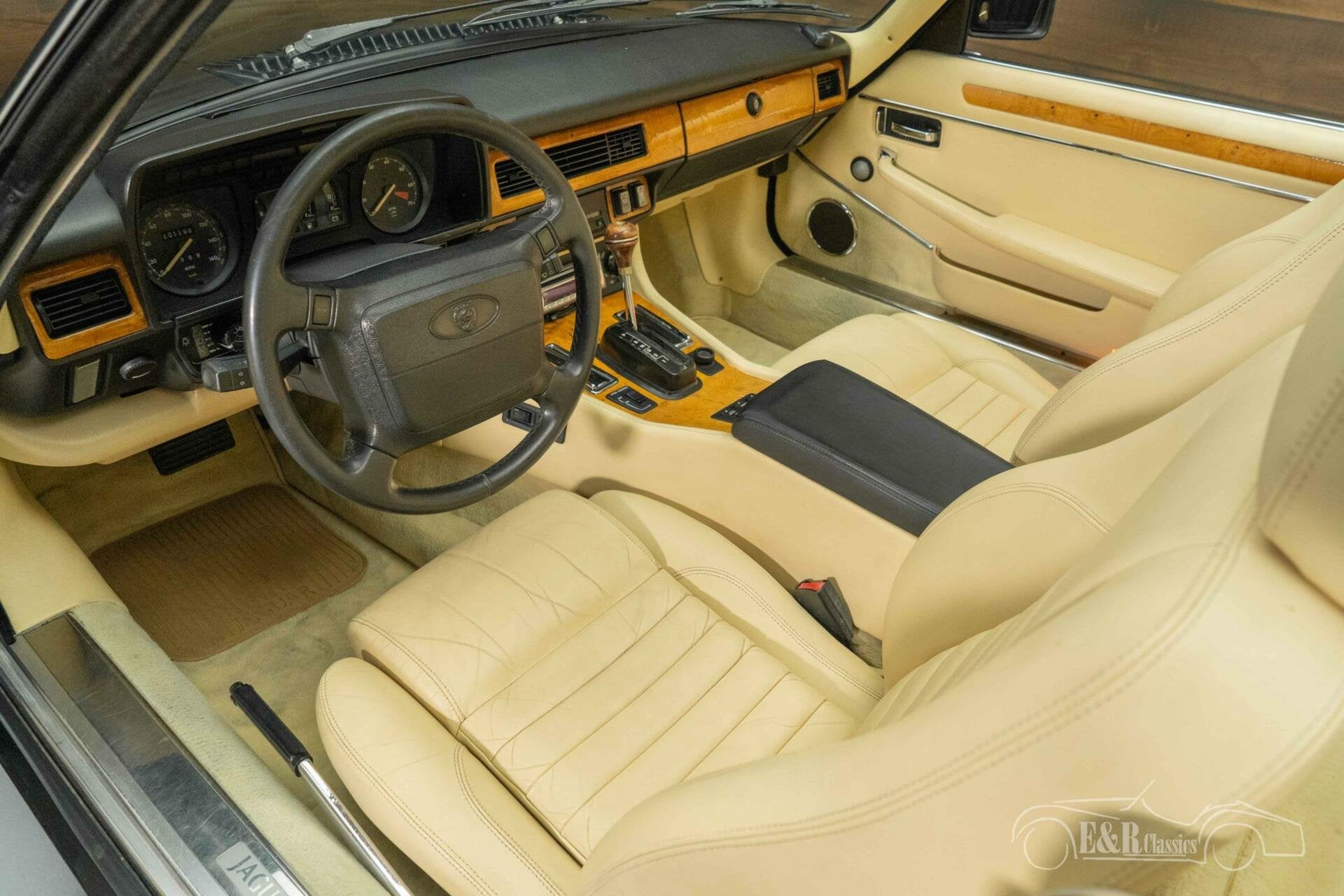 Jaguar XJS Cabriolet | Full options | 1990, Auto's, Oldtimers, Automaat, Beige, Cabriolet, Zwart