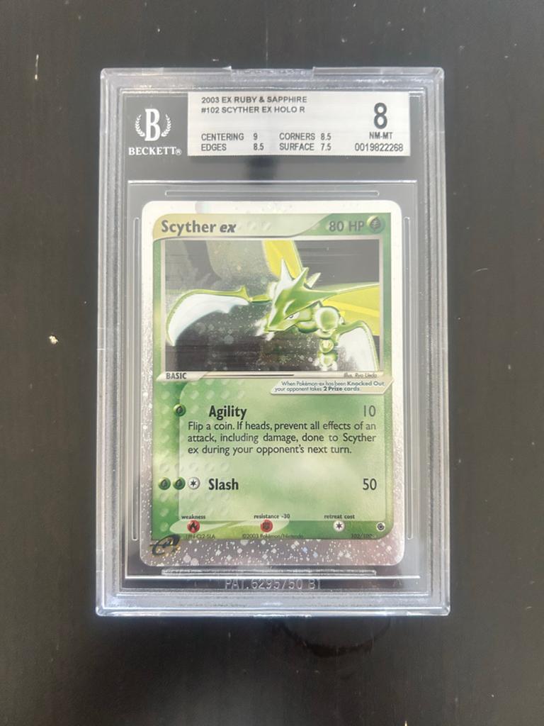 Pokémon Scyther ex Holo R 2003 BGS 8 NM-MT, Ophalen of Verzenden, Zo goed als nieuw, Losse kaart, Foil