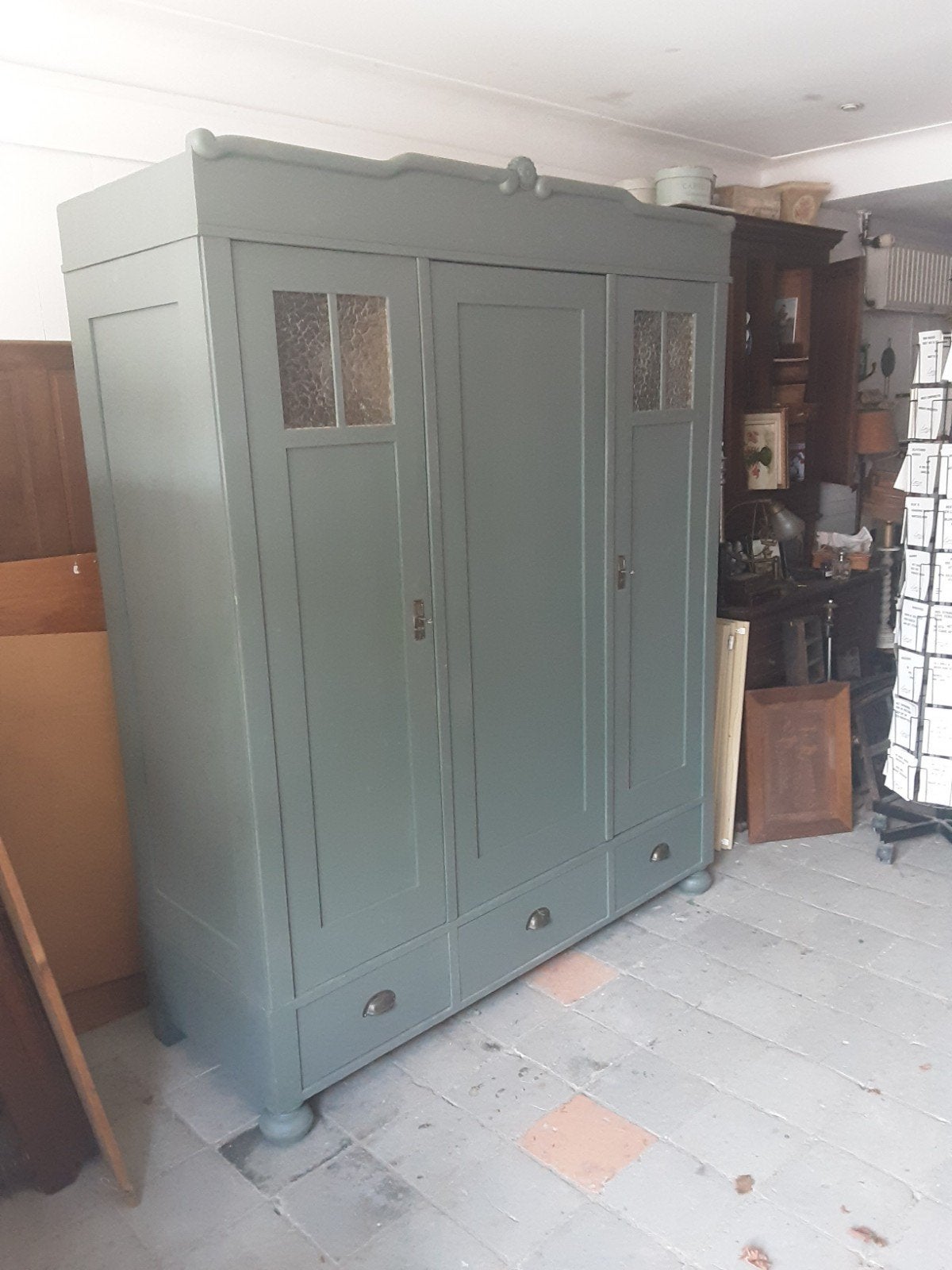 Brocante vintage grenen kast kledingkast DEMONTABEL, Ophalen, Gebruikt, 50 tot 75 cm, 200 cm of meer