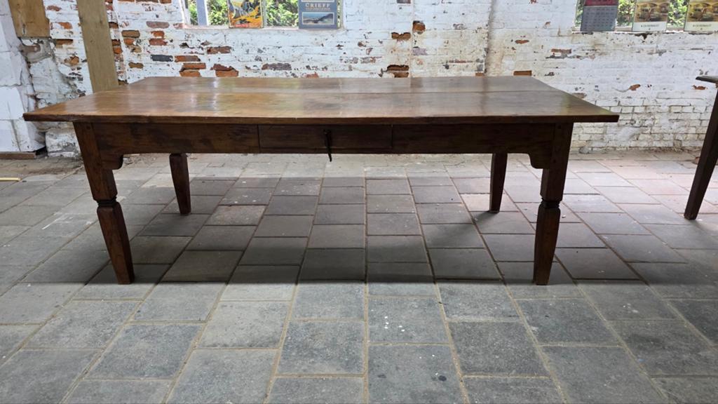 Antieke Franse boerentafel 210 cm, Ophalen, Gebruikt, 200 cm of meer, 50 tot 100 cm