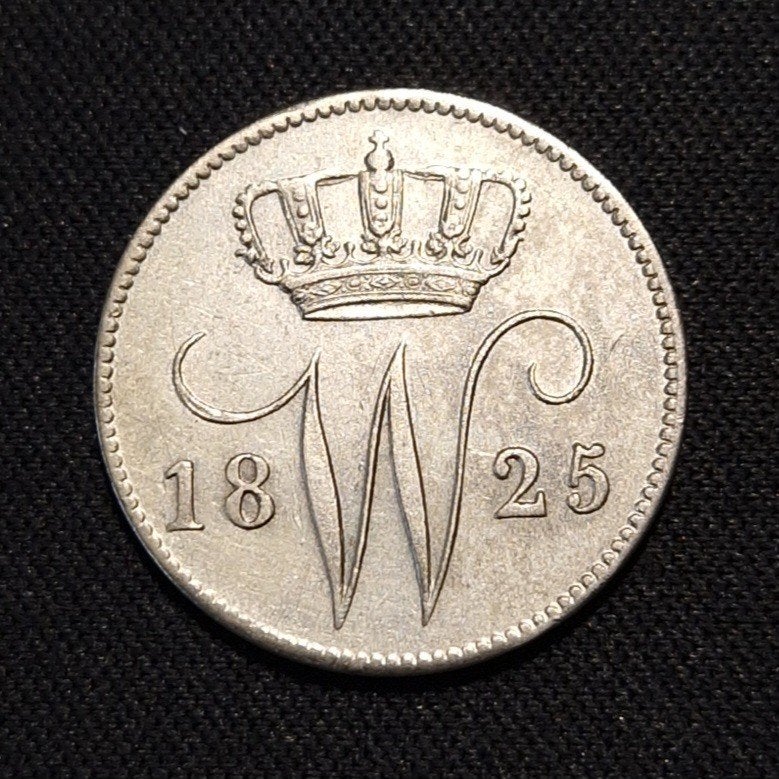 25 cent 1825 U, Postzegels en Munten, Munten | Nederland, Verzenden, Zilver, 25 cent, Koning Willem I