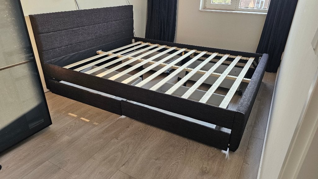 Tweepersoonsbed 160x200 cm, Huis en Inrichting, Ophalen, Overige materialen, Gebruikt, Zwart