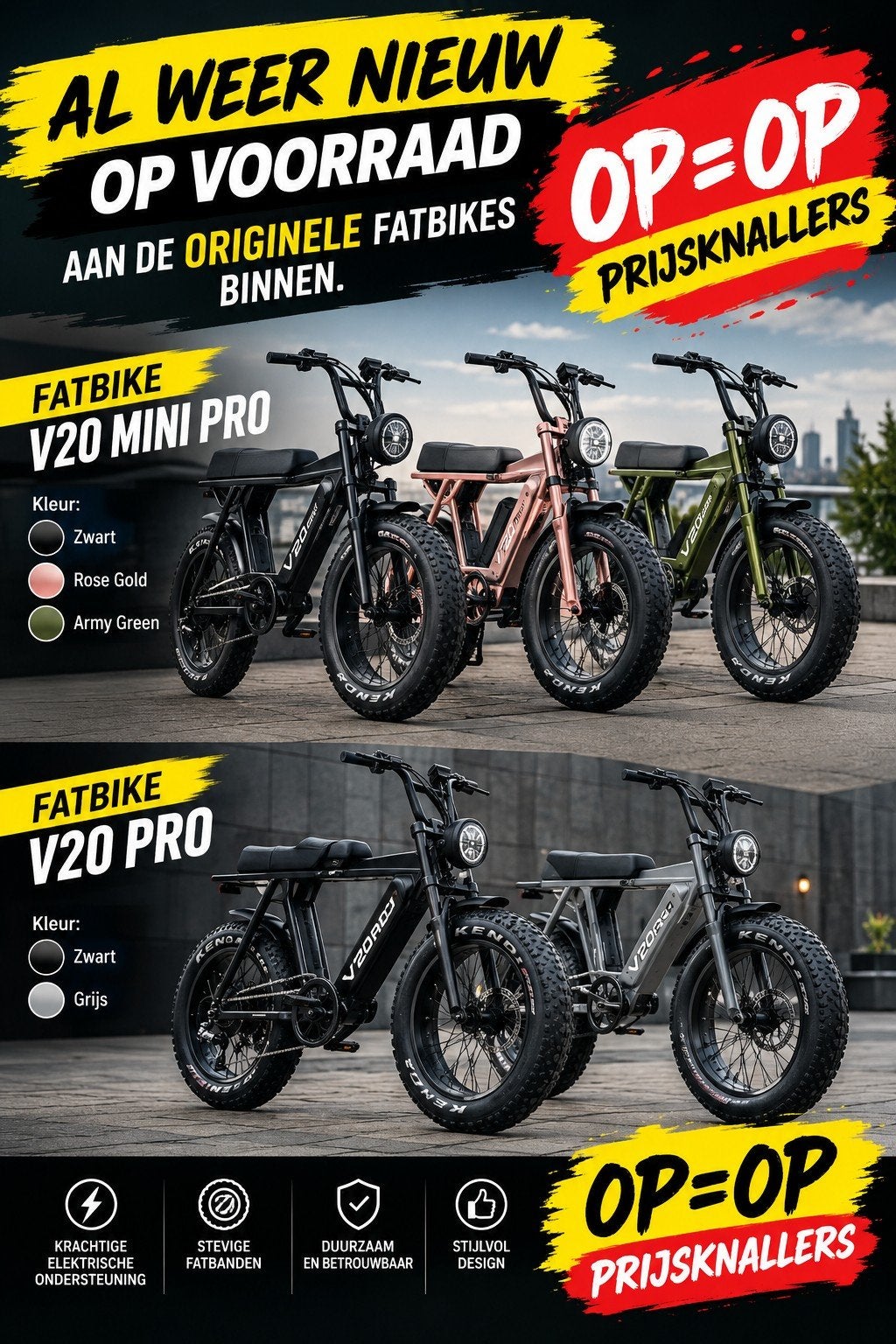 Fatbike v20 Pro Mini ( zwart, rose gold, green) Nieuw binnen, Ophalen of Verzenden