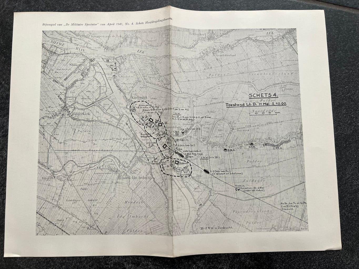 Nederlandse kaart toestand mei 1940 dordrecht etc uit 1941, Verzenden, Overige soorten, Foto of Poster, Nederland