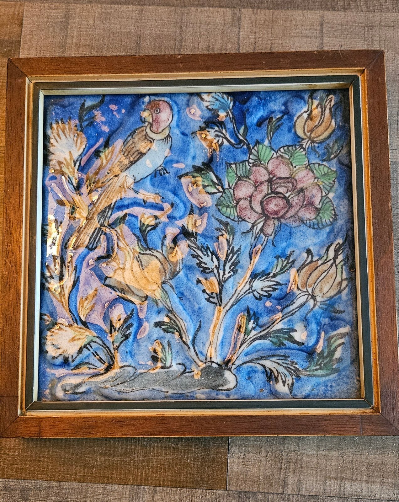 Antieke Perzische Qajar Tegel – Handbeschilderd Reliëf – In, Ophalen of Verzenden