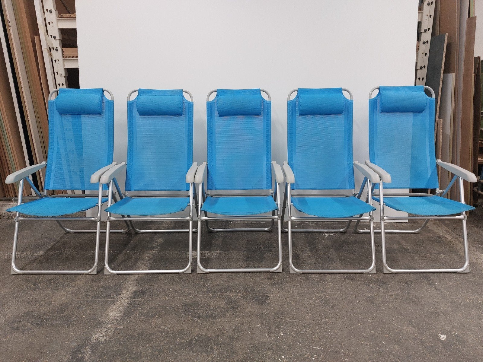 5 Prachtige blauwe stevige tuin/camping stoelen Vrijbuiter, Ophalen