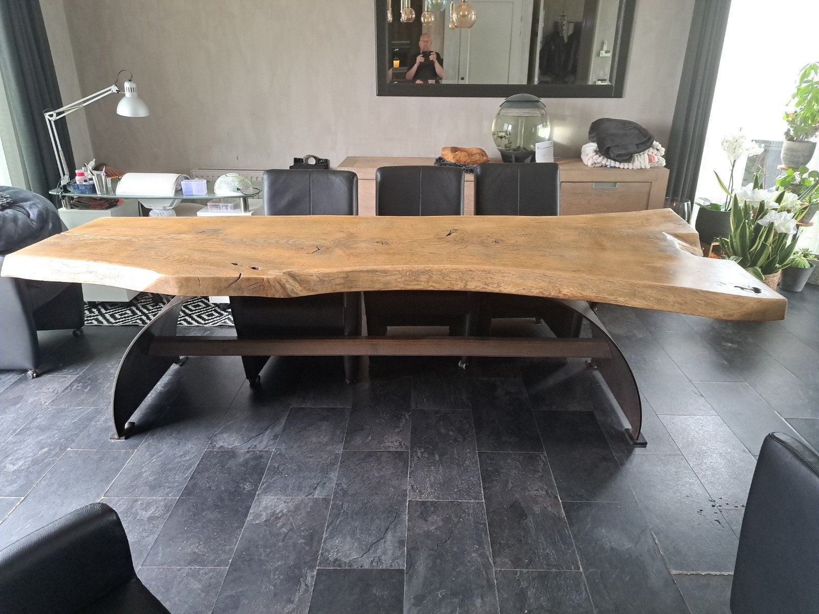 Tafel boomstam voor 10 personen, Huis en Inrichting, Ophalen, Rechthoekig, 200 cm of meer, 50 tot 100 cm
