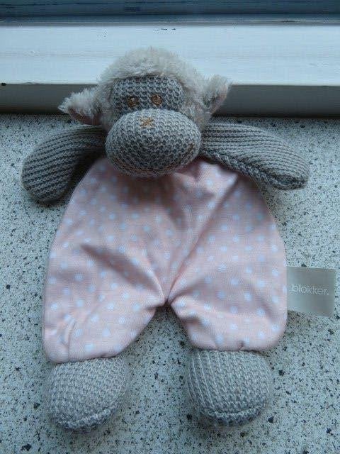 Knuffeldoek aap of aapje van Blokker roze grijs, Overige typen, Ophalen of Verzenden, Zo goed als nieuw, Met label