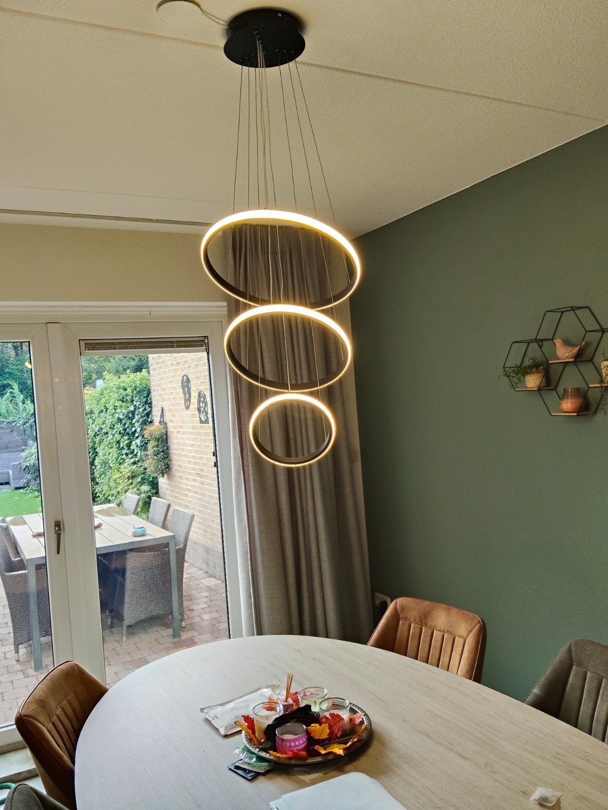 Moderne LED Hanglamp met 3 Ringen - Zwart