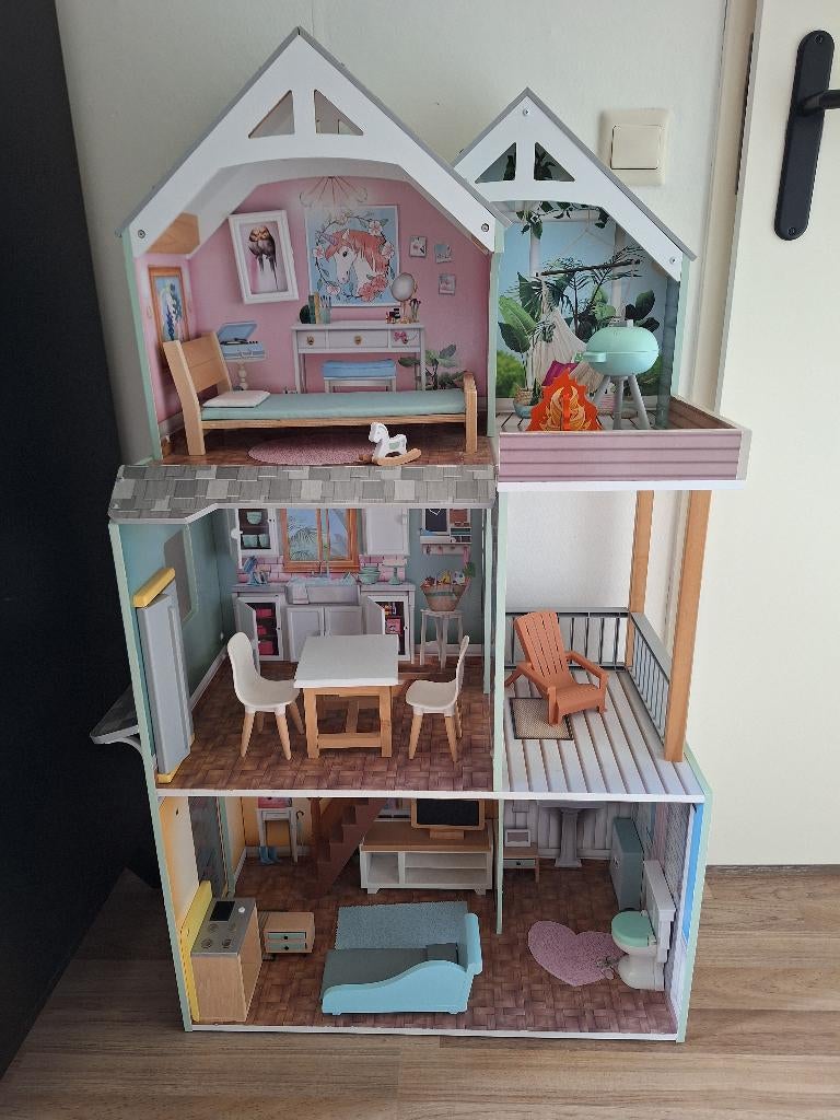 Poppenhuis met meubels, Ophalen, Gebruikt, Poppenhuis