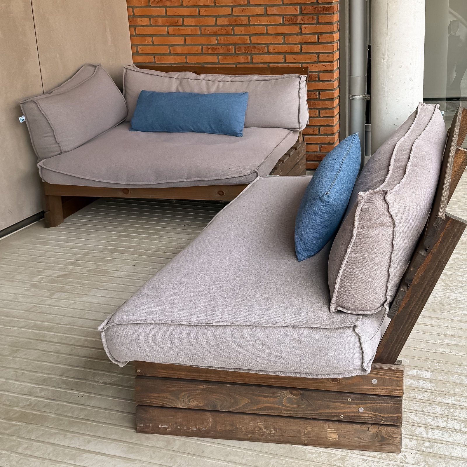 LEEN BAKKER PALLETBANK – Set van 2 inclusief kussens, Ophalen, Zo goed als nieuw, Hout