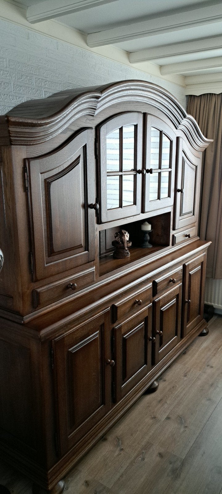 Joris massief eiken dressoir met vitrinekast, Ophalen